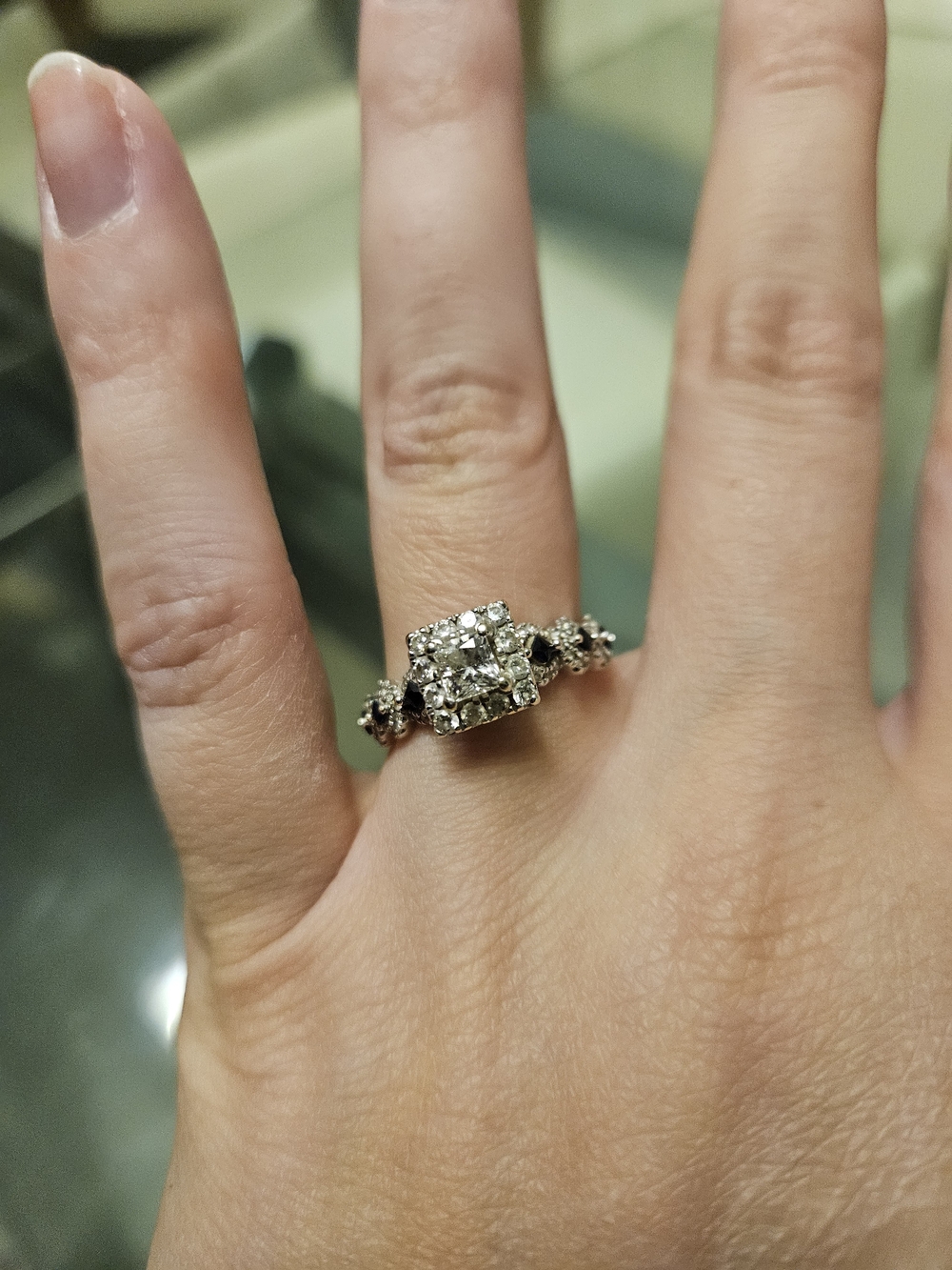 Vera Wang 1 CT. T.W. Diamond and Blue Sapphire Ring - Picture 10 of 10